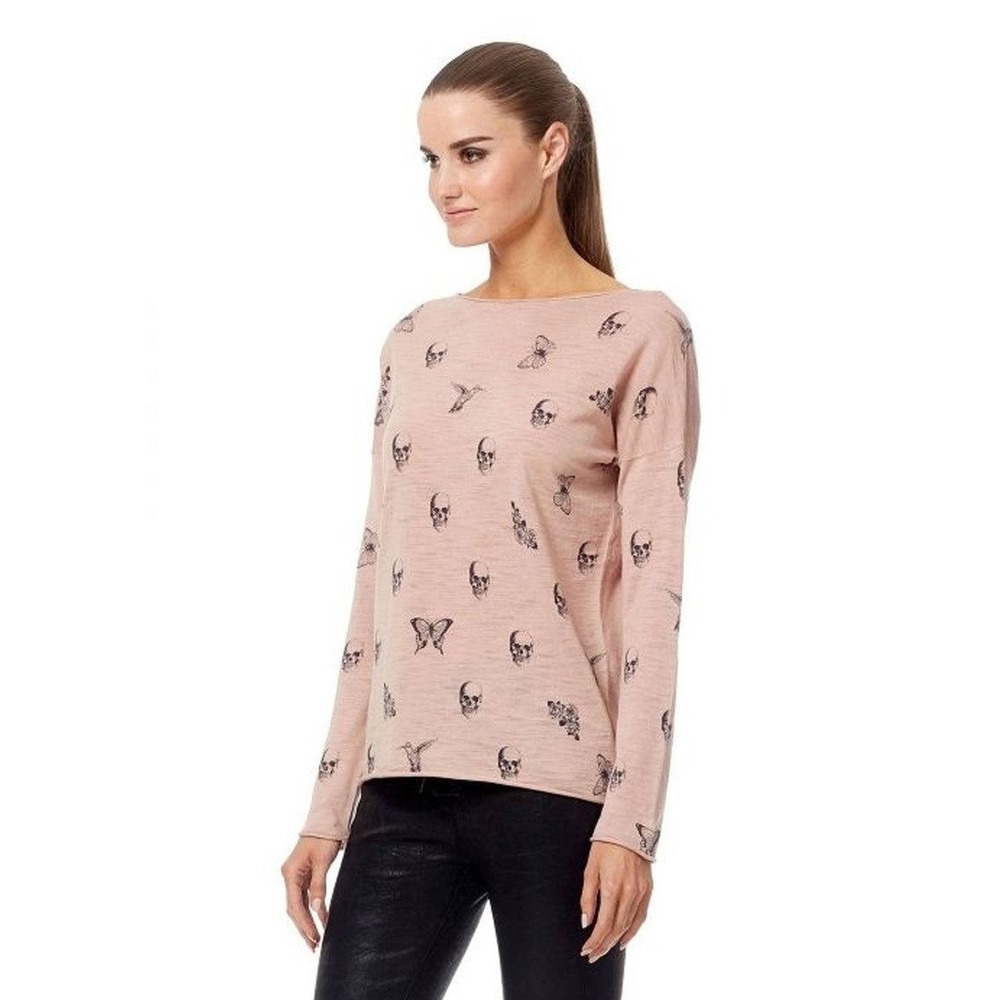 Skull Cashmere Dru Cotton Knit Skull Print Sweater Rose Pink NWT Sizes XS S - Picture 8 of 16